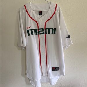 Nike White University of Miami Jersey with Red and Green Accents